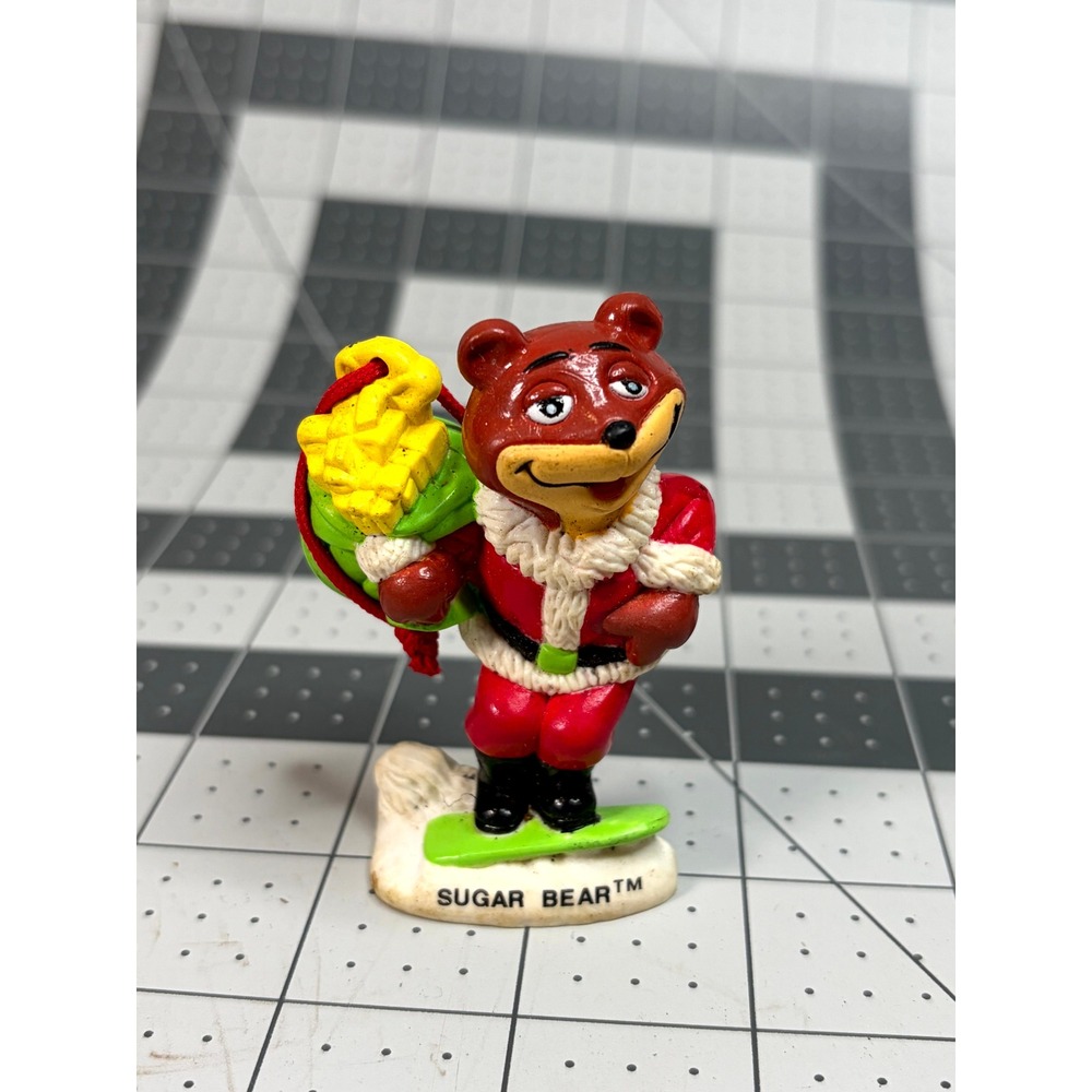 Vintage 1993 Sugar Bear Santa PVC Figurine Post Cereal Mascot Advertising Toy